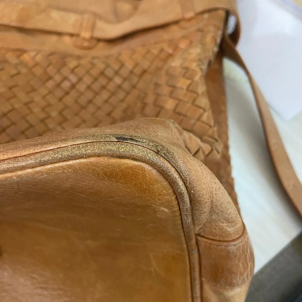 ADAX Copenhagen Camel Tan Brown Woven Braided Large Bag‎